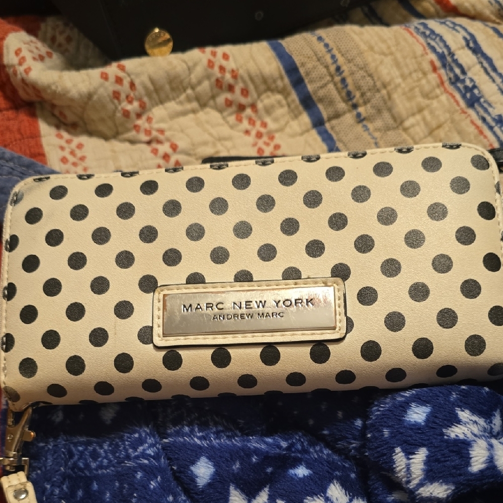 Marc New York Black and Cream Polka Dot Wallet